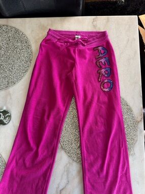 Bright Magenta Logo Jogger Pants with 'AERO' Side Graphic